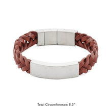 Braided Brown Leather & Pewter Cremation Bracelet - Funeral.com, Inc.