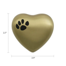 Brass Heart Keepsake Pet Urn with Classic Paw Print - Funeral.com, Inc.