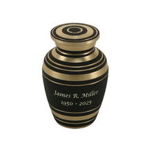 Brass Onyx Engraving Band Black Keepsake Urn - Funeral.com, Inc.