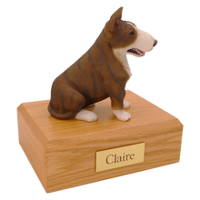 Brindle and White Bull Terrier, Sitting Figurine Pet Cremation Urn - Funeral.com, Inc.