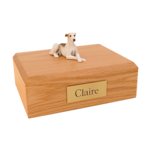 Brindle & White Greyhound, Lying Down Figurine Pet Cremation Urn - Funeral.com, Inc.