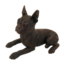 Bronze Boston Terrier Lying Down ShadowCast Figurine Extra Large Pet Urn - Funeral.com, Inc.
