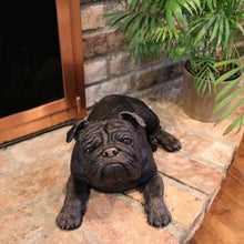 Bronze Bulldog Lying Down ShadowCast Figurine Large Pet Urn - Funeral.com, Inc.