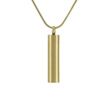 Bronze Cylinder w/ Cubic Zirconia, Gold - Plated Cremation Necklace - Funeral.com, Inc.