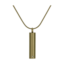 Bronze Cylinder w/ Cubic Zirconia, Gold - Plated Cremation Necklace - Funeral.com, Inc.