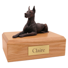 Bronze Great Dan with Ears Up, Lying Down Figurine Pet Cremation Urn - Funeral.com, Inc.