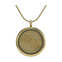 Bronze Hinged, Two Hearts w/ Two Inserts Cremation Necklace - Funeral.com, Inc.