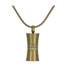 Bronze Hourglass w/ Zirconia, 14K Gold - Plated Cremation Necklace - Funeral.com, Inc.