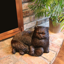 Bronze Long Hair Persian Cat Lying Down ShadowCast Figurine Pet Urn - Funeral.com, Inc.