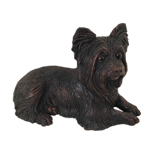 Bronze Long Hair Yorkshire Terrier Lying Down ShadowCast Figurine Medium Pet Urn - Funeral.com, Inc.