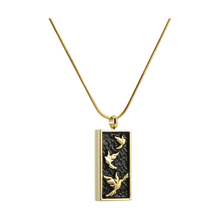 Bronze & Onyx Embossed Dove, 14K Gold - Plated Cremation Necklace - Funeral.com, Inc.
