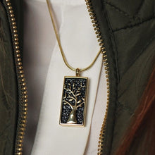 Bronze & Onyx Embossed Tree, 14K Gold - Plated Cremation Necklace - Funeral.com, Inc.