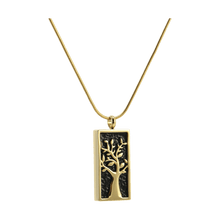 Bronze & Onyx Embossed Tree, 14K Gold - Plated Cremation Necklace - Funeral.com, Inc.