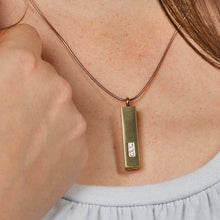 Bronze Pillar w/ Cubic Zirconias, 14K Gold - Plated Cremation Necklace - Funeral.com, Inc.