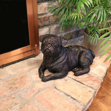 Bronze Pug Lying Down ShadowCast Figurine Extra Large Pet Urn - Funeral.com, Inc.