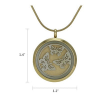 Bronze Round Hinged Butterflies, 14K Gold - Plated Cremation Necklace - Funeral.com, Inc.