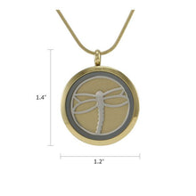 Bronze Round Hinged Dragonfly, 14K Gold - Plated Cremation Necklace - Funeral.com, Inc.