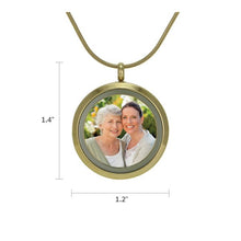 Bronze Round Hinged Photo Glass, 14K Gold - Plated Cremation Necklace - Funeral.com, Inc.