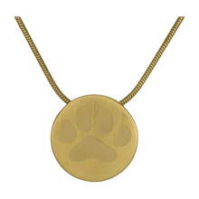 Bronze Round Large Paw Pet Cremation Necklace, 14K Gold - Plated - Funeral.com, Inc.