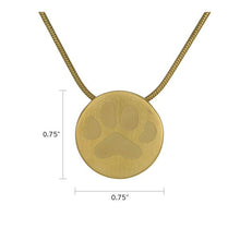 Bronze Round Large Paw Pet Cremation Necklace, 14K Gold - Plated - Funeral.com, Inc.