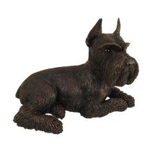 Bronze Schnauzer Lying Down with Ears Up ShadowCast Figurine Extra Large Pet Urn - Funeral.com, Inc.
