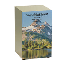 Bronze Stainless Steel Majestic Mountain & Lake View Adult Cremation Urn - Funeral.com, Inc.