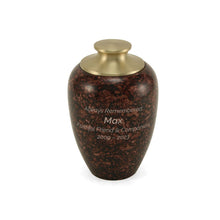 Brown Alloy Medium Pet Urn with High Marble Gloss Design - Funeral.com, Inc.
