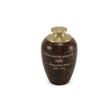 Brown Alloy Small Pet Urn with High Marble Gloss Design - Funeral.com, Inc.