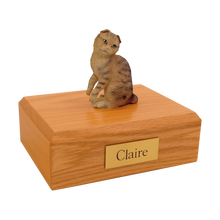 Brown and Tabby Scottish Fold, Sitting Figurine Pet Cremation Urn - Funeral.com, Inc.