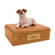 Brown and White Jack Russell Terrier, Lying Down Figurine Pet Cremation Urn  - Funeral.com, Inc.