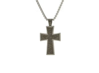 Charcoal Cross Onyx Stainless Steel Cremation Jewelry Pendant - funeral.com