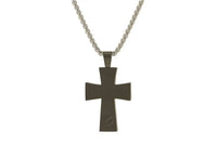 Charcoal Cross Onyx Stainless Steel Cremation Jewelry Pendant - funeral.com
