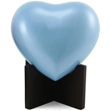 Arielle Pearl Blue Brass Heart Keepsake - funeral.com