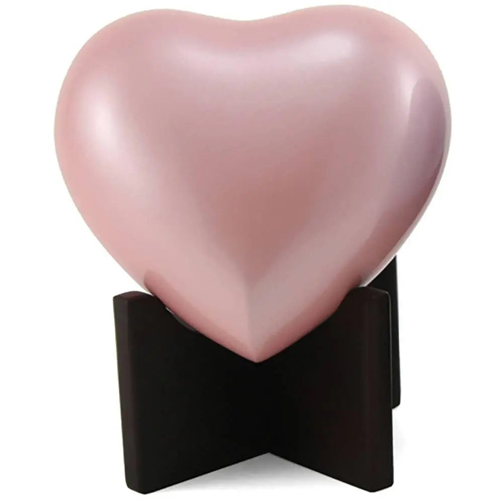 Arielle Pearl Pink Brass Heart Keepsake - funeral.com