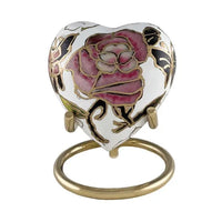 Hancrafted Pink Rose Aluminum Heart Keepsake - funeral.com