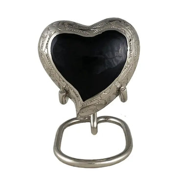 Handcrafted Silver and Black Aluminum Heart Keepsake - funeral.com