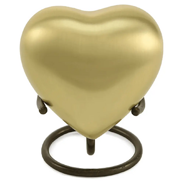 Spartan Amber Gold Brass Heart Keepsake - funeral.com