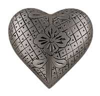 Vintage Etched Silver Aluminum Heart Keepsake - funeral.com