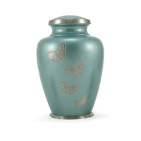 Arden Adult Teal Butterfly Brass Urn