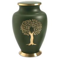 Aria Adult Cypress Green Brass Urn - funeral.com