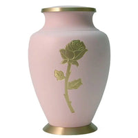 Aria Adult Golden Rose Pink Brass Urn - funeral.com