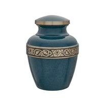 Avalon Medium Bayou Blue Brass Urn Full view - funeral.com