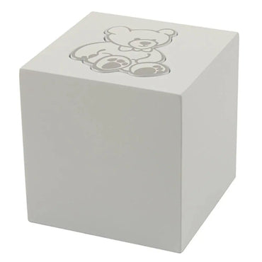 Bear Cubes Extra Small White Wood Urn - funeral.com