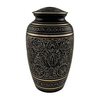 Elior Adult Black Flower Brass Urn