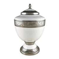 Chalice Shaped Adult White Aluminum Urn - funeral.com