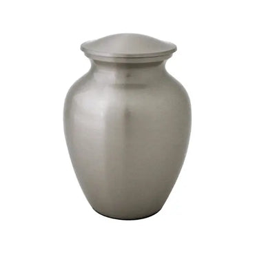Classic Medium Pewter Gloss Stainless Steel Urn - funeral.com