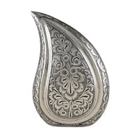 Decor Medium Silver Flower Brass Urn - funeral.com