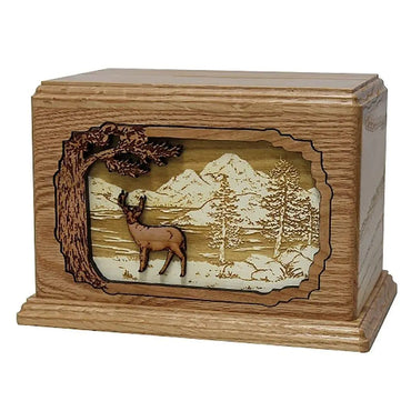 Deer Adult Oak Hardwood Urn - funeral.com