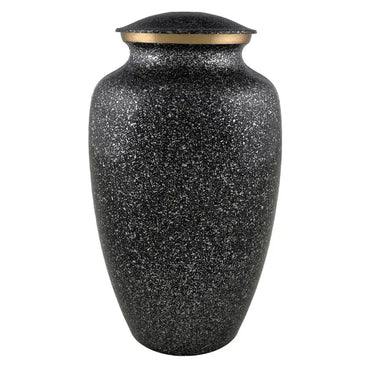 Granite Adult Gray Black Brass Urn - funeral.com