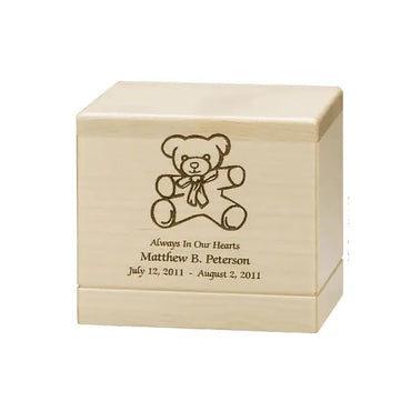 Infant Bear Extra Small Natural Maple Wood Urn - funeral.com